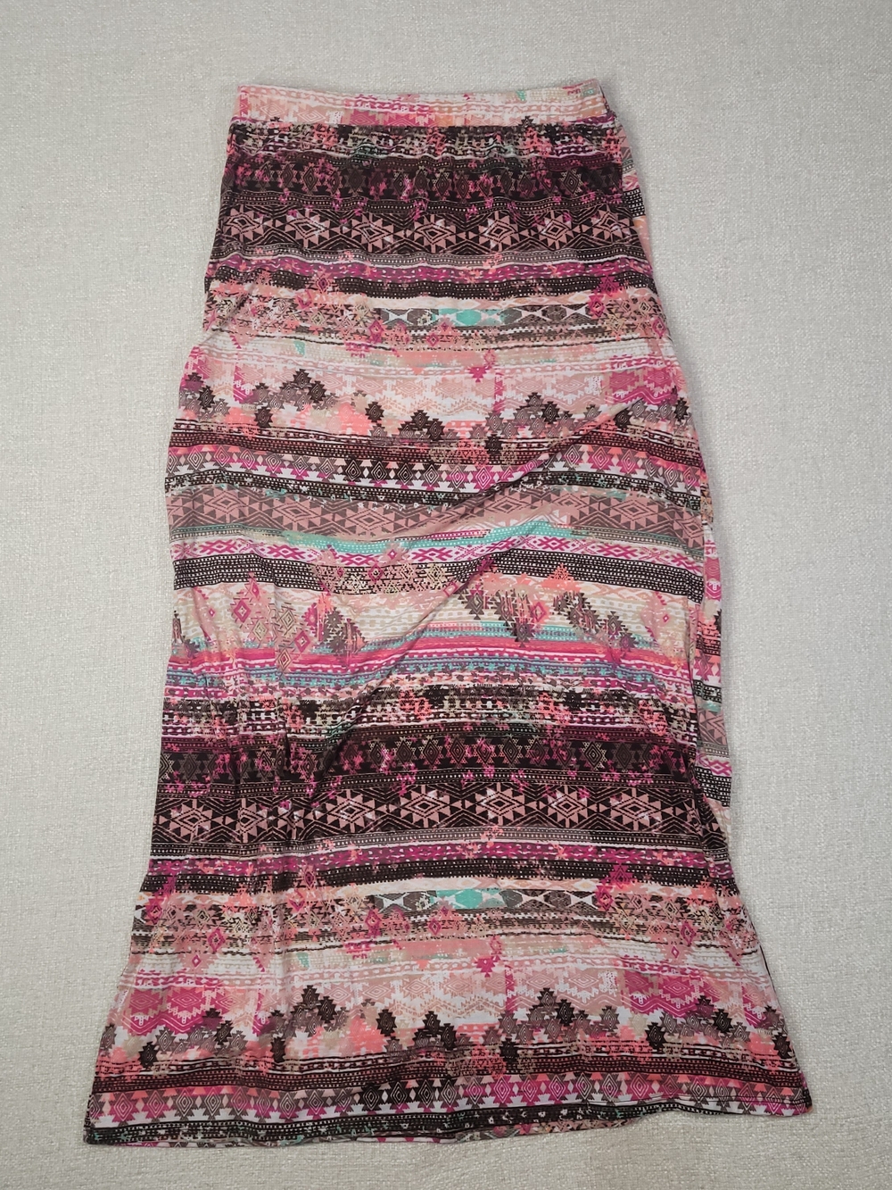 Just Be... Pink Multi-Pattern Maxi Skirt - Elastic Waist